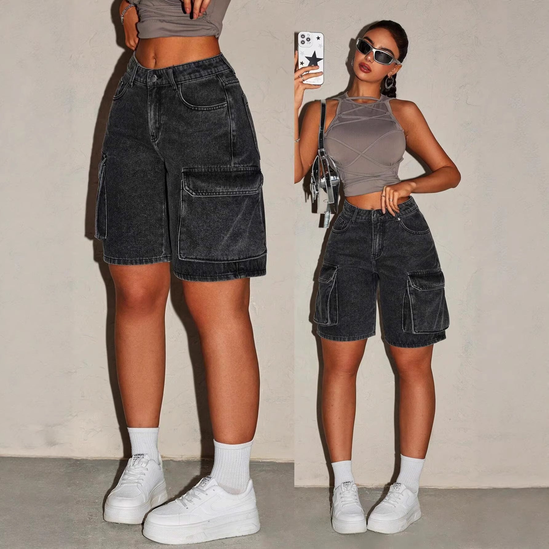 Retro Workwear Denim Shorts From Europe And The US