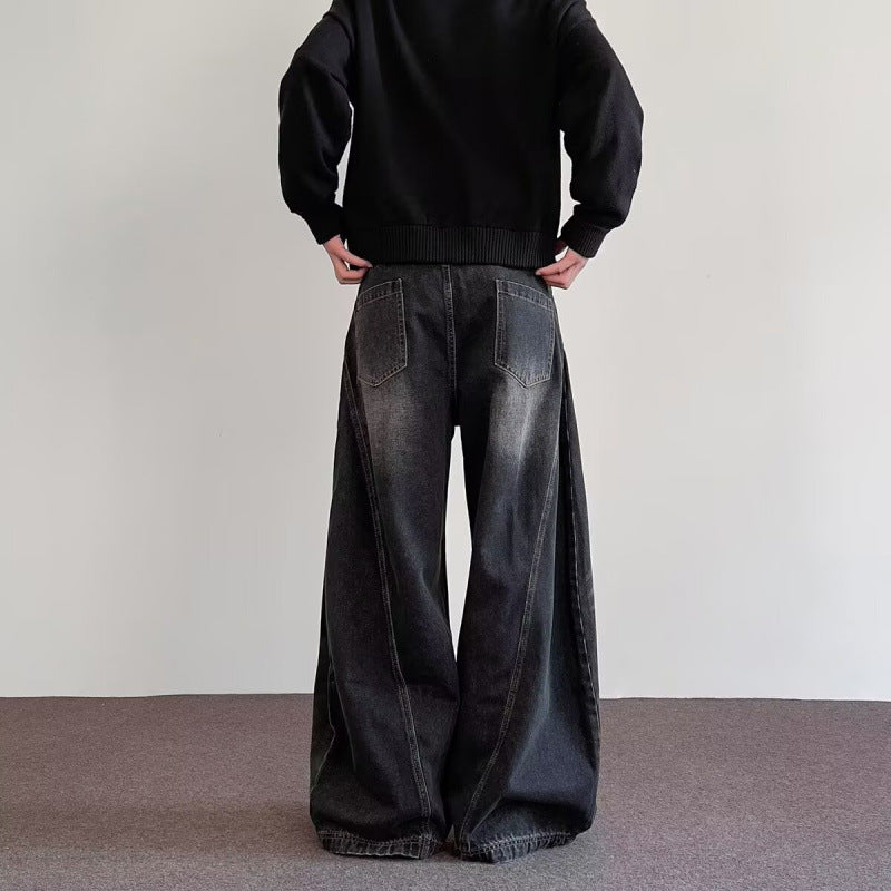 Mens High-Street Relaxed Premium-Looking Versatile Wide-Leg Pants