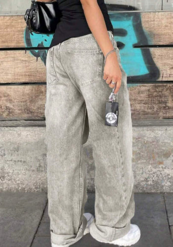Loose Straight-fit High-waisted Wide-leg Pants
