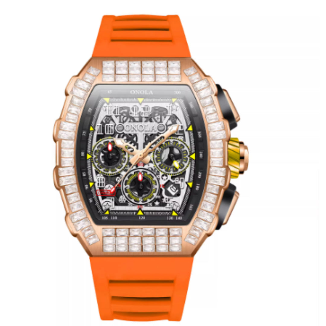 Men's Luxury Square Diamond Watch With Star Pattern