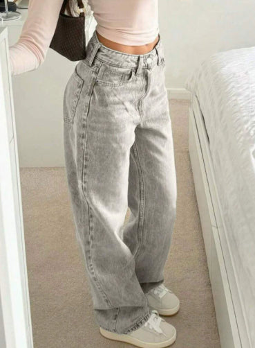 Loose Straight-fit High-waisted Wide-leg Pants