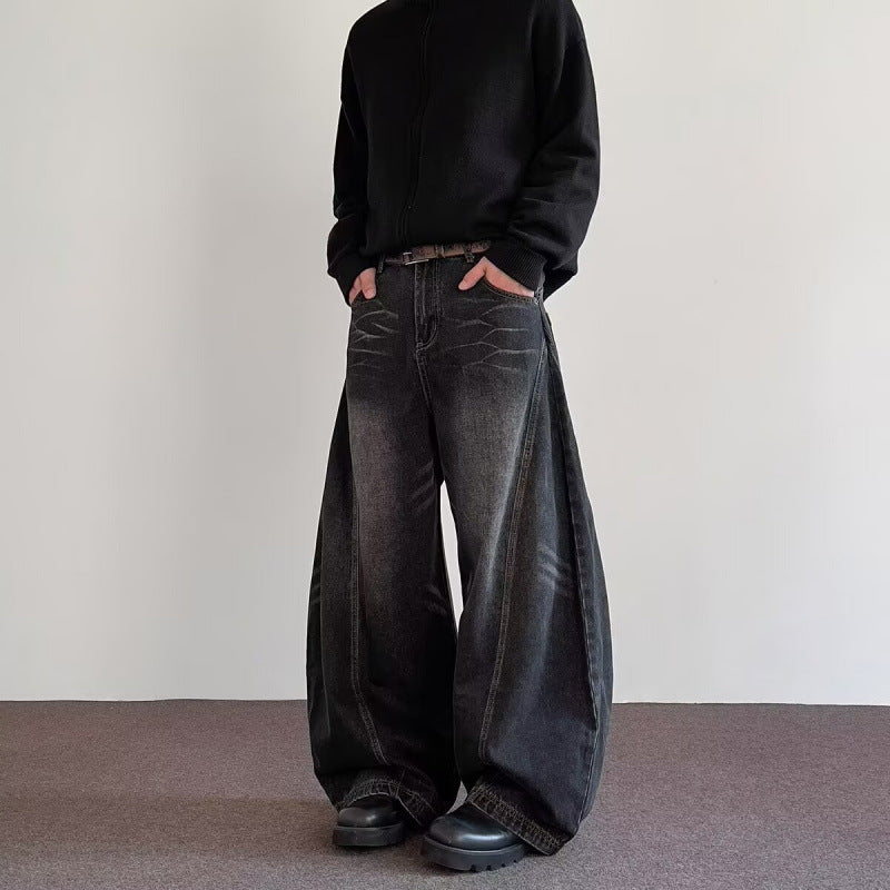 Mens High-Street Relaxed Premium-Looking Versatile Wide-Leg Pants